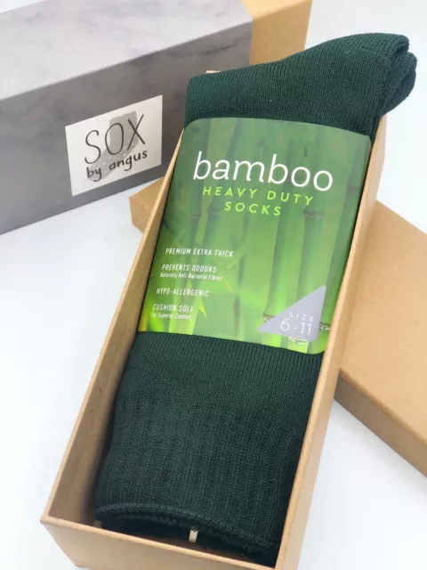 Father's Day Socks Gift Box-Bamboo heavy duty socks-Bottle green