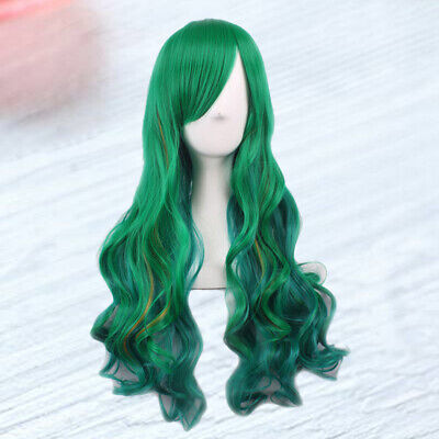 1pc Female Wig Women Wig Green Wig With Bangs Synthetic Wig