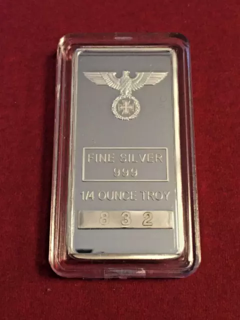 1 x 7.775g Silver Bullion Bar. .999 Purity. German Eagle  &  Iron Cross  **UK**