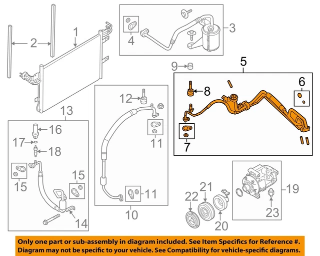 FORD OEM 1112 Flex Condenser, Compressor LinesEvaporator Tube