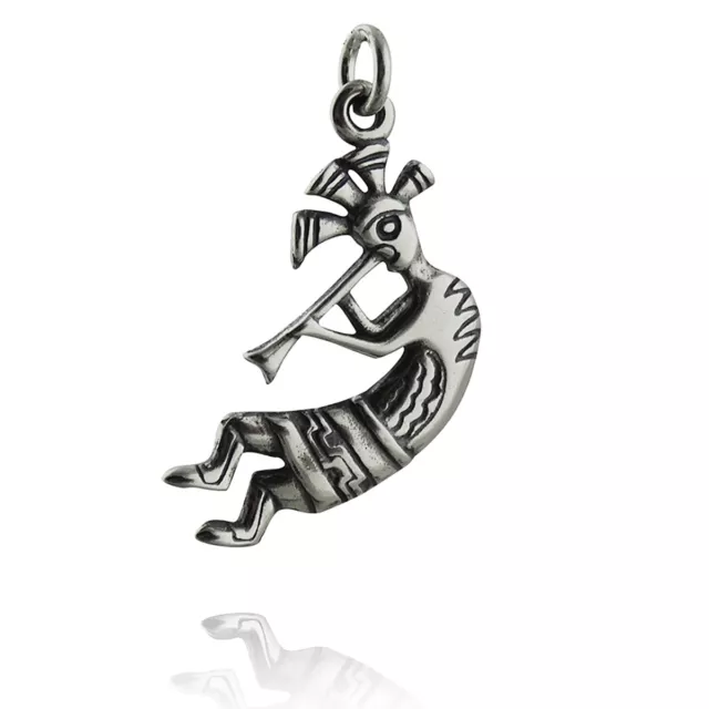 Kokopelli Pendant - 925 Sterling Silver -  Charm Flute Music Fertility Deity