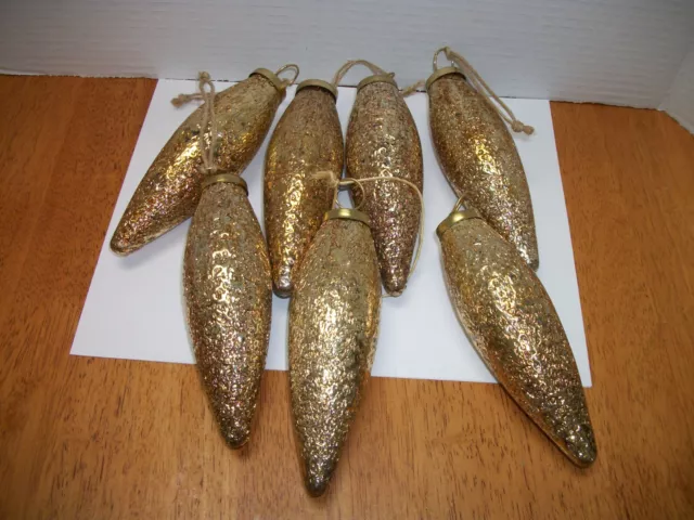 Balsam Hill Ornaments Heavy Gold Drops 6" Long Set Of 7