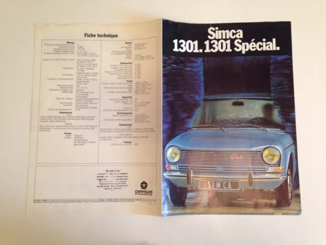 ancien brochure dépliant catalogue publicitaire SIMCA  1301 SPECIAL  1301   C23