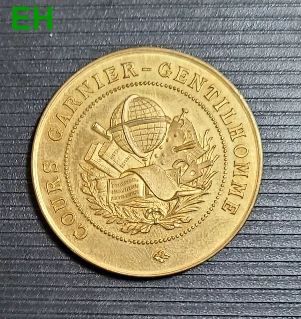 Paris Superbe Médaille en Cuivre Doré Cours Garnier Gentilhomme Fin XIX ème