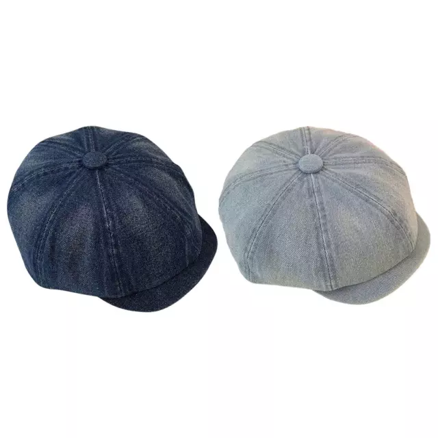 Béret pour femme, chapeau octogonal, chapeau de conduite, en Denim délavé,