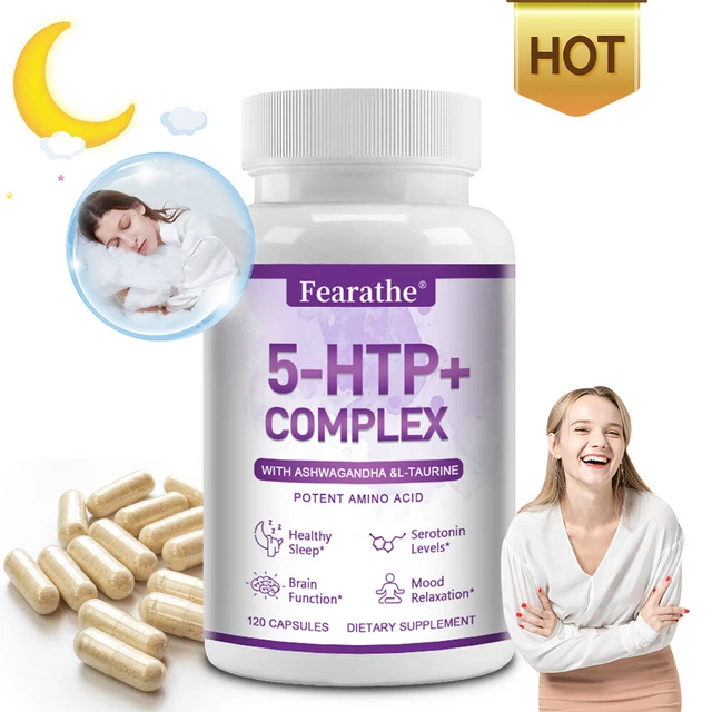 5-HTP Extra Fort – Complément Naturel Pour Le Sommeil, L'humeur Et La Santé Du Cerveau – 30/60/120 Gélules – Neuf