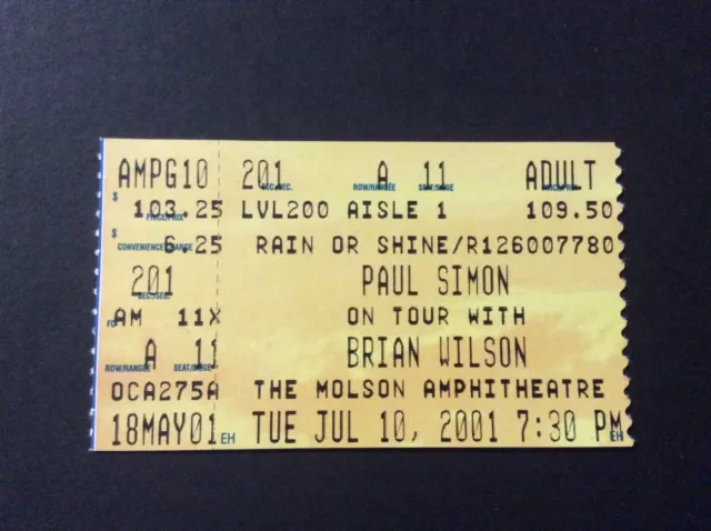 Paul Simon on Tour With Brian Wilson (of the Beach Boys) July 10, 2001 Toronto
