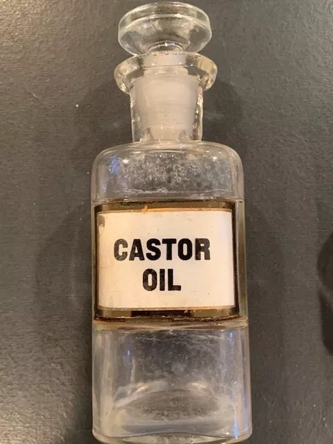 Antique apothecary bottle labeled Castor Oil