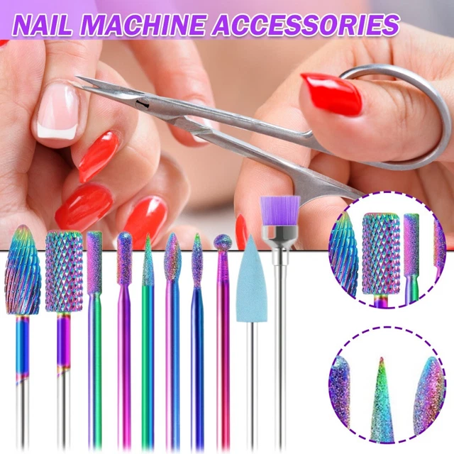 Juego de 10 brocas de taladro de uñas de tungsteno lima eléctrica manicura pedicura arte en uñas