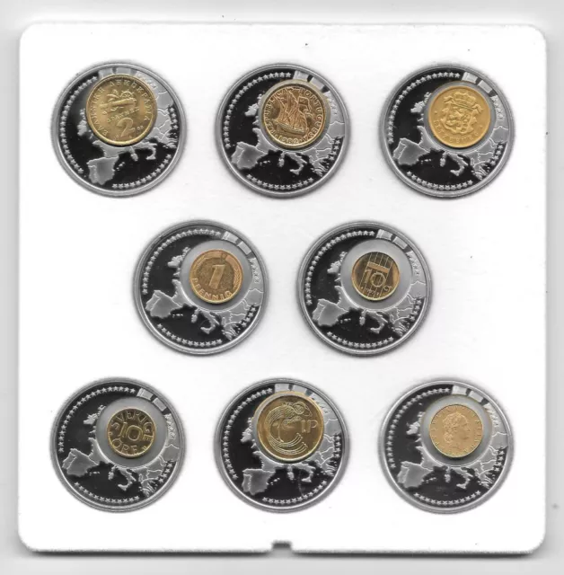 EU 15 DIFFERENT COUNTRIES 12.5 EURO Medals With Gold Plated Coins In Box. B8 2