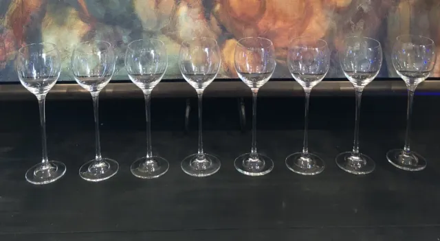 crystal wine Glasses Set Of 8 Very Tall 10” With Long Stem 3” Opening Gorgeous