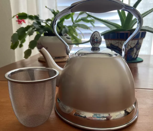 New in Box Wolfgang Puck Stainless Steel Petite Kettle and Tea Pot with Infuser