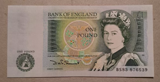 circa 1981 - 1984 Bank of England UK Somerset £1 One Pound Banknote - BS83