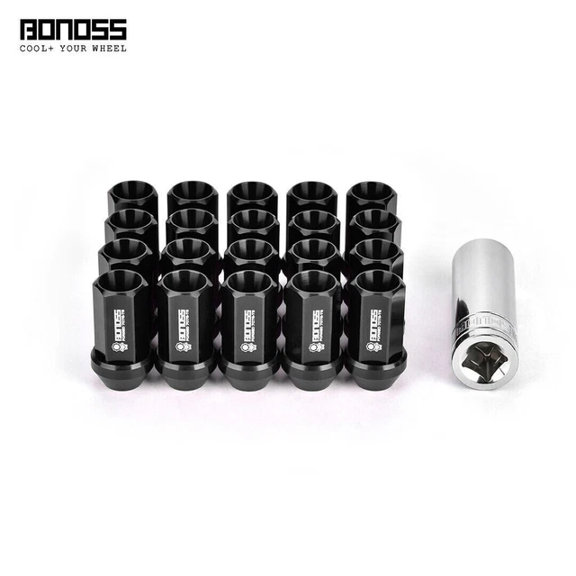 BONOSS Black Cone Wheel Nuts for Jeep Compass Patriot & Hyundai Genesis Coupe