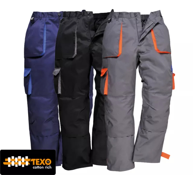 Portwest Texo Contrast Trousers TX11 S-3XL Black, Navy, Grey