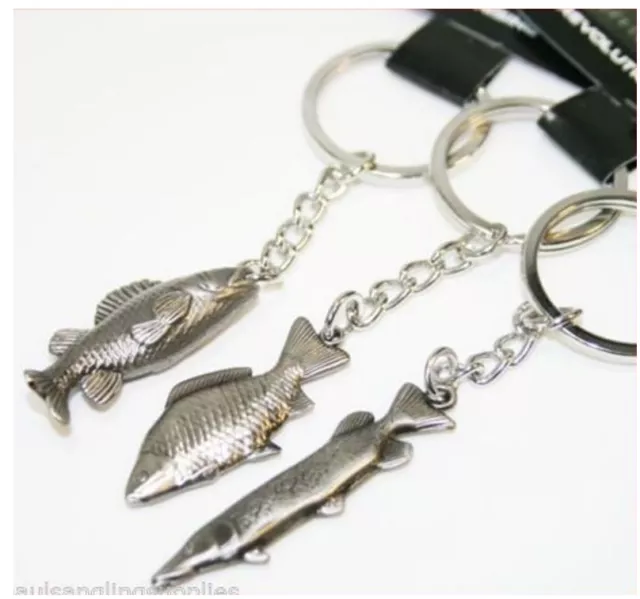 Fishing Keyring Fish Key Ring Either Perch Pike Carp with Chain