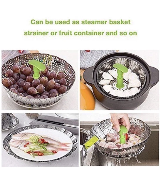 panier à vapeur de légumes plat pliant en acier inoxydable légumes aliments vapeur 6