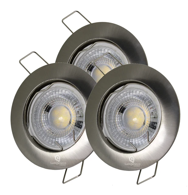 Lot 3 Spots LED Encastrables Dimmables 3W GU10 – Blanc Chaud 3000K, Ultra Plat, Ø55mm