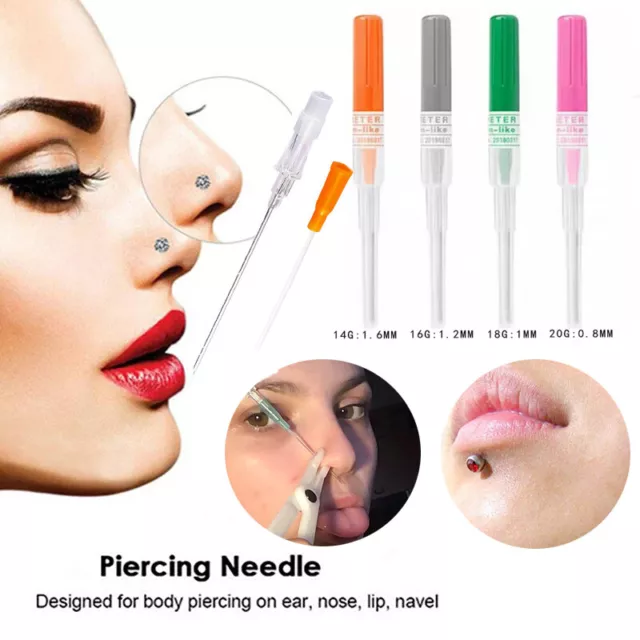 Disposable Piercing Needle Sterilised Cannula Body Piercing Tool Ear Nose Needle