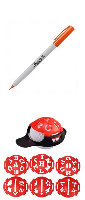 1 Only Golf Ball marker Line Marker Tool - 6 Templates & Sharpie Pen -Ultra Fine