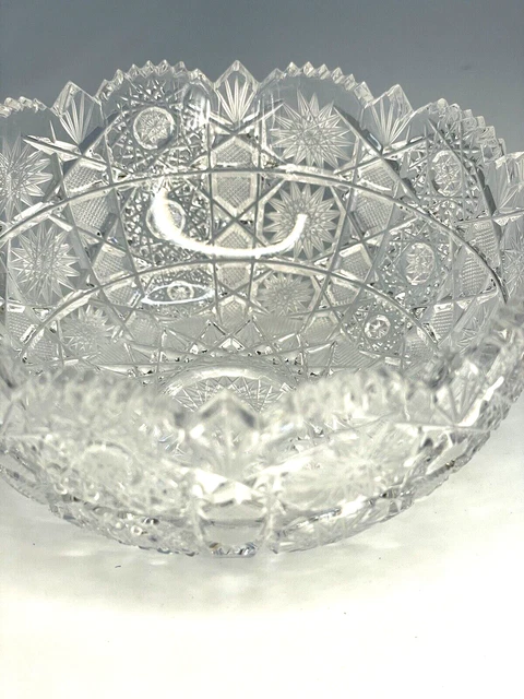 Two American Brilliant Cut Glass Crystal 6" & 4 1/2" Bowls 3