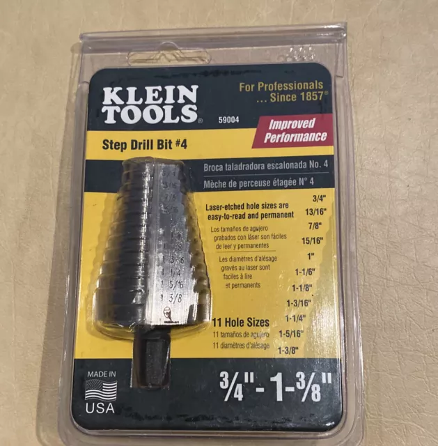 Klein Tools 59004 Step Drill Bit #4 11 Hole Sizes: 3/4” - 1-3/8”