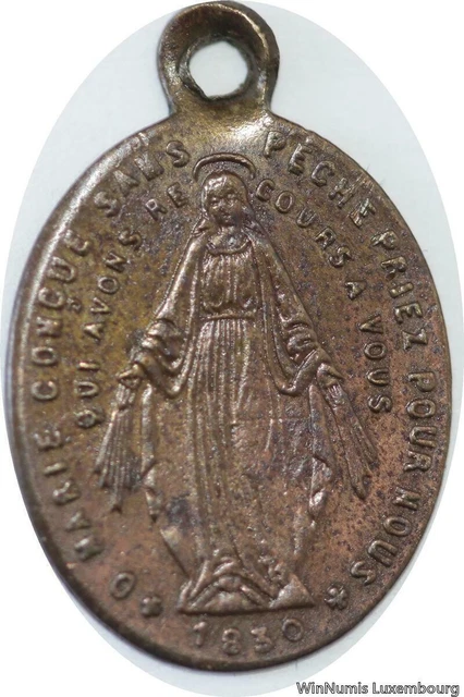 Médaille Ô Marie conçu sans péché argentée - diam 4.4 cm | ART RELIGIEUX