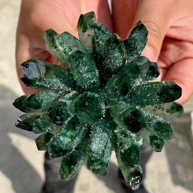 352G New Find Green Phantom Quartz Crystal Cluster Mineral Specimen Healing 4