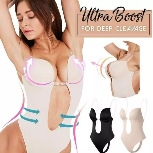 Intimo donna scollo a U invisibile, senza schiena, reggiseno push-up, grana intera