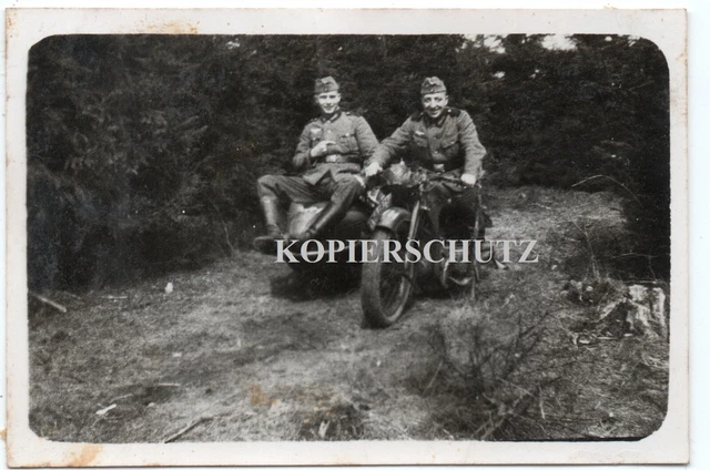 f13- Foto Kradmelder Motorrad  Gespann Krad Bike Soldat Kameraden