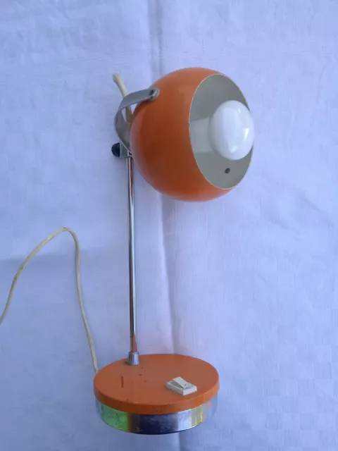 LAMPE DE Bureau Eye Ball Orange Vintage Annee 70 / Dans Son Jus