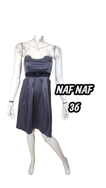 Robe Bustier Naf Naf Taille 34 – Marine Et Blanc, Coton, évasée – Neuve Sans étiquettes