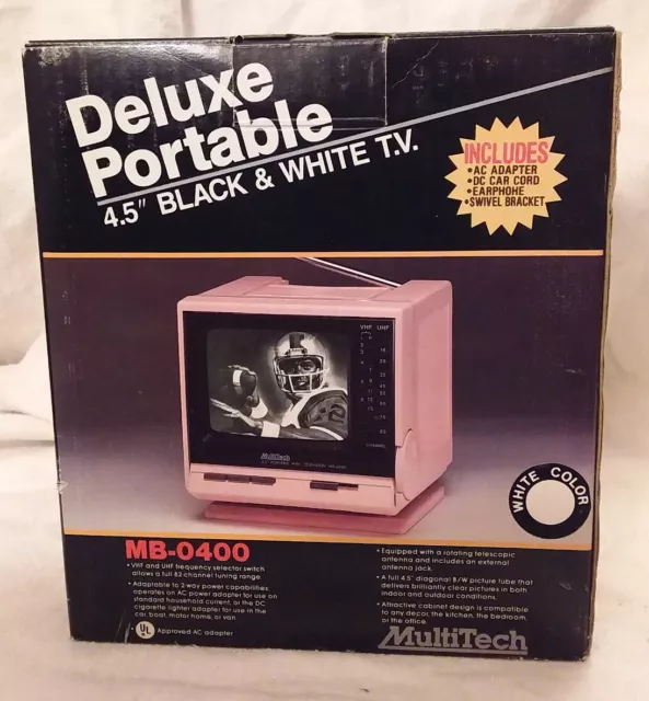 Deluxe Portable 5 in Black & White T V with am/fm Radio Multitech MB 0511