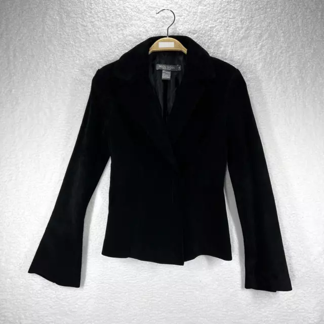 BISOU BISOU Blazer Jacket Womens Size 4 Black Leather Smythe