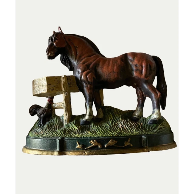 Antique Cast Iron Horse Door Stopper Equestrian Rustic Farmhouse Decor