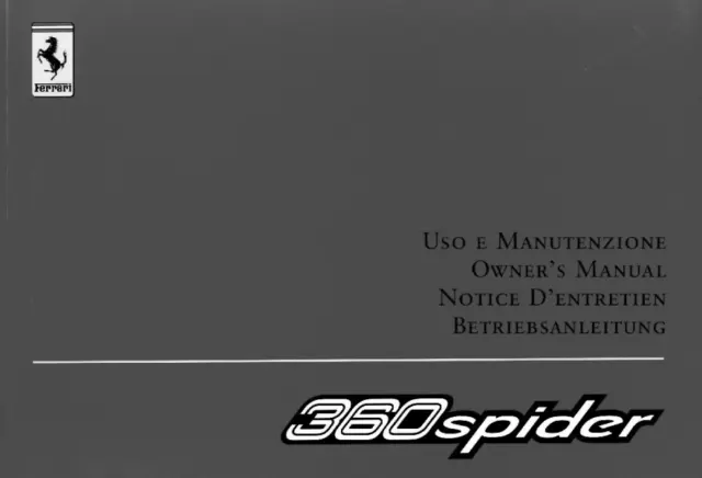 Ferrari 360 Spider 2000 Owners Manual