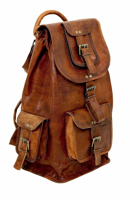 New Large Genuine Leather Back Pack Rucksack Travel Bag For Men's and Women's.
