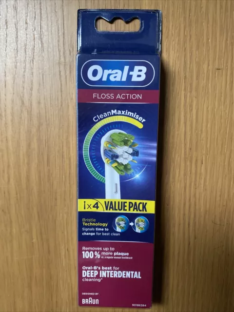Paquete de 4 cabezales de recarga para cepillo de dientes de acción Braun Oral B hilo dental