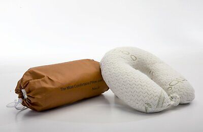 Cooling Bamboo Memory Foam Travel Neck Pillow with Travel Case