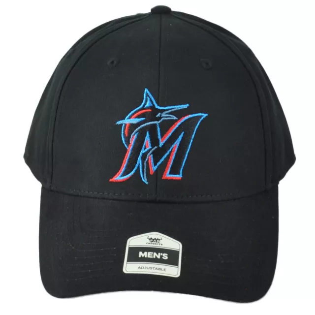 MLB Fan Favorite Miami Marlins Adulti Uomo Nero Strutturato Regolabile Cappello
