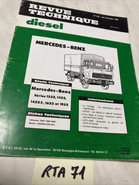 Camion Mercedes 1222 1422 1422S 1622 1922 Revue Technique Diesel Automobile RTD