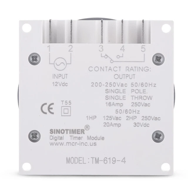 Interrupteur de temps programmable TM6194 12VDC pour contrôle numérique des la