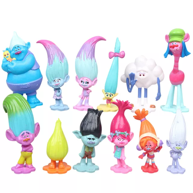 12 Dreamworks Trolls Action Figures Doll Playset Figurines Toy Cake Topper Decor