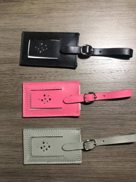 3 Authentic SWAROVSKI Leather Luggage Suitcase Bag Tag Lot Set 3 NEW Unused