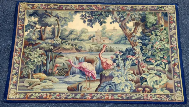 Early 20th Century Flemish French Belgium Wool/Silk Tapestry 65" X 94"