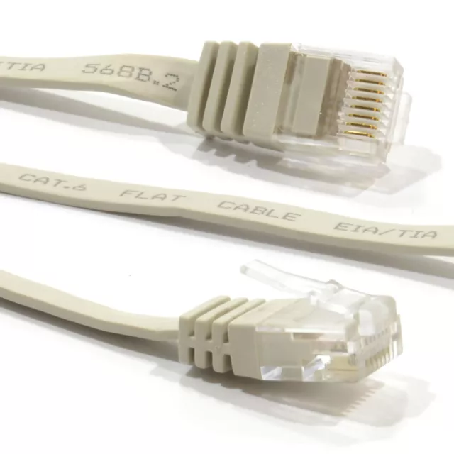 10m FLAT CAT6 Ethernet Internet LAN Patch Cable Low Profile GIGABIT RJ 45 BEIGE