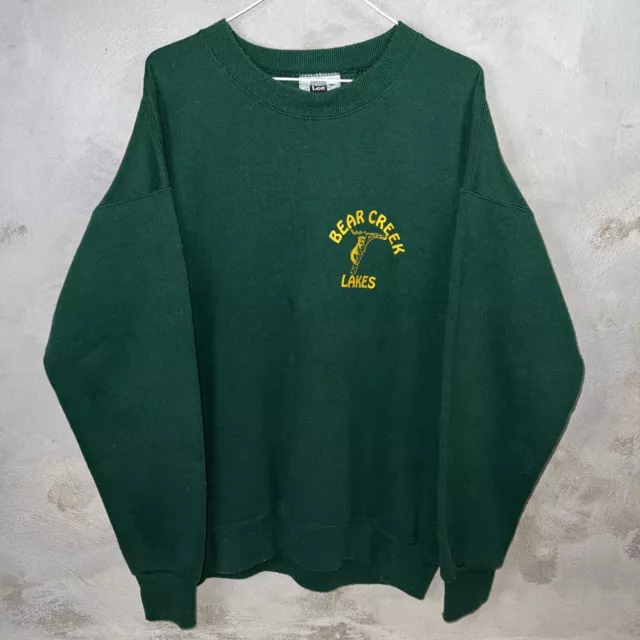 VTG 90s Lee Heavyweight Bear Creek Lake Nature Crewneck Sweatshirt USA Made - Xl