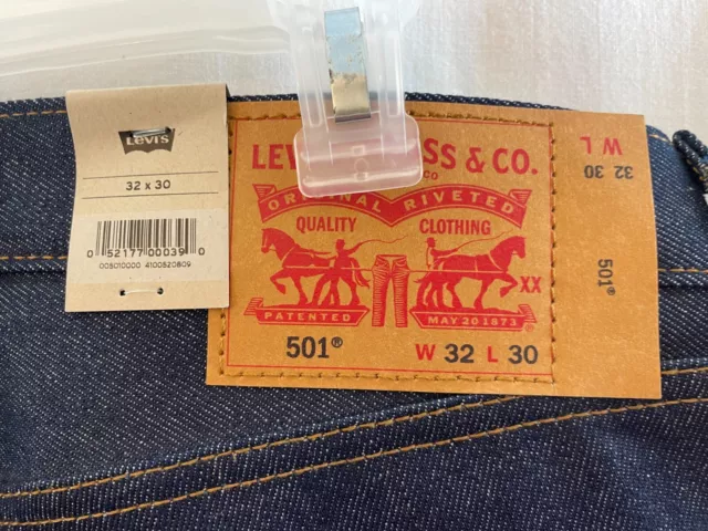 NEW LEVI'S 501 Original Shrink to Fit Jeans Blue Button Fly Straight ...