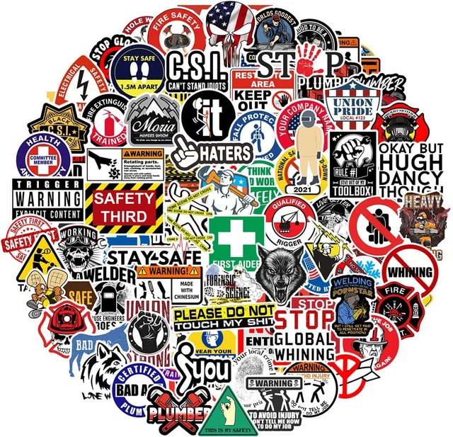 100pcs Funny Toolbox Hard hat Stickers,Construction Workers Stickers for...