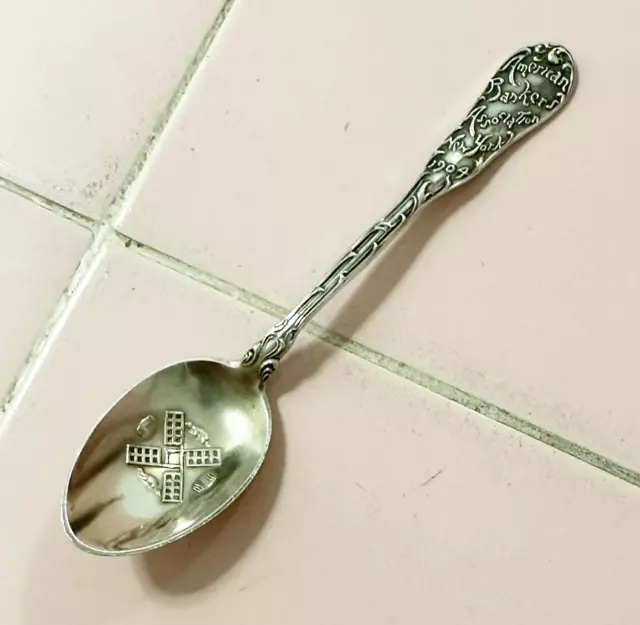 Antique Sterling Silver Souvenir Spoon American Bankers Assc NY 1904 Dominick
